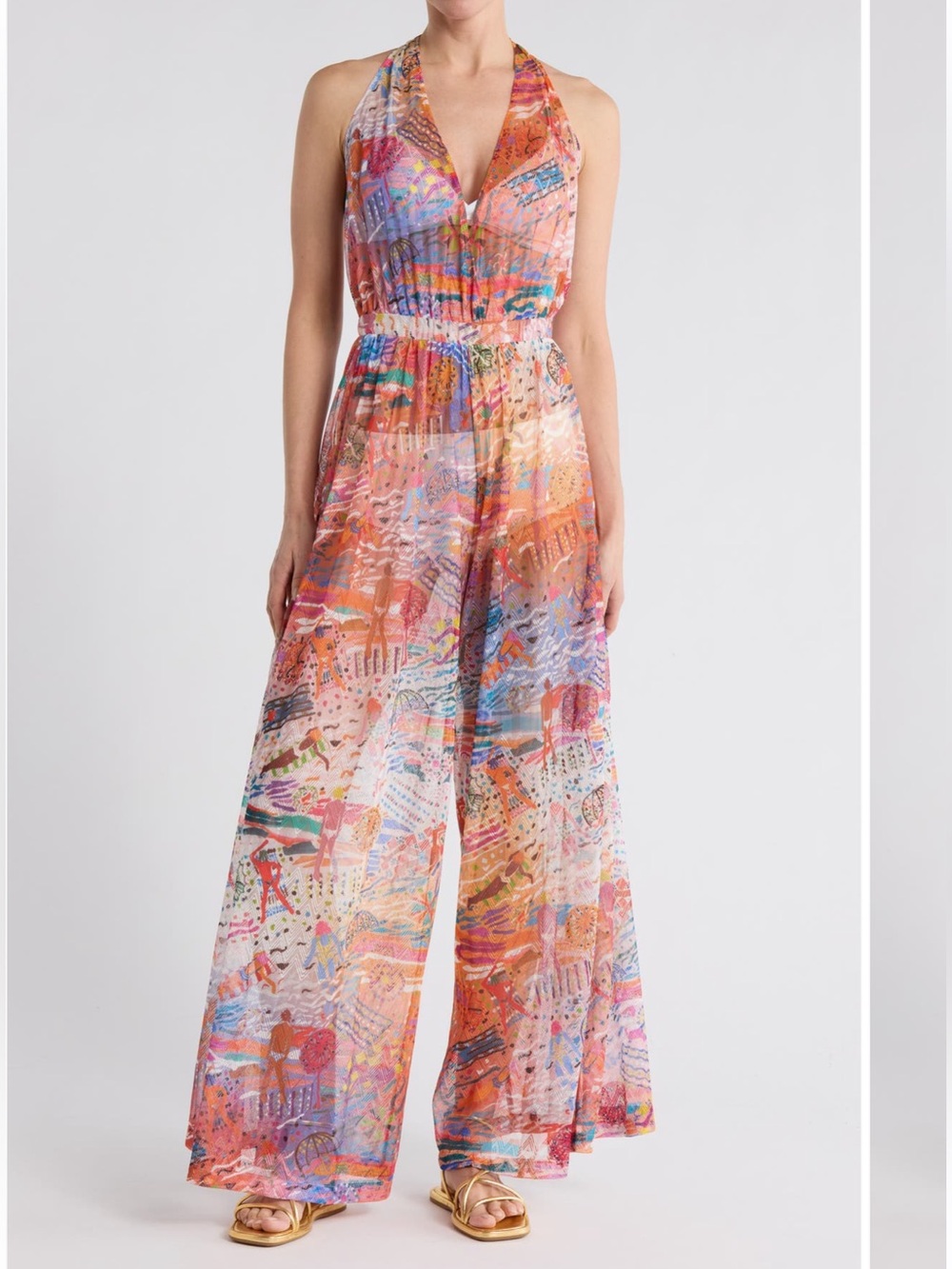 Missoni Halter Sleeveless Wide Leg Jumpsuit
